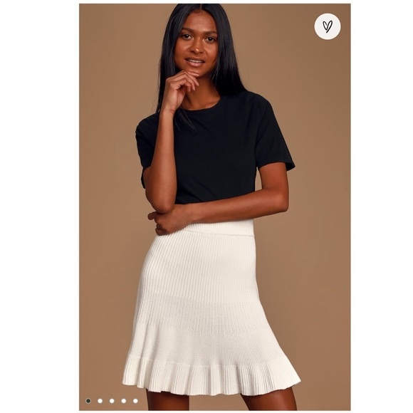 Free People | Solid Gold Ivory Rib Knit Mini Skirt - Picture 1 of 10